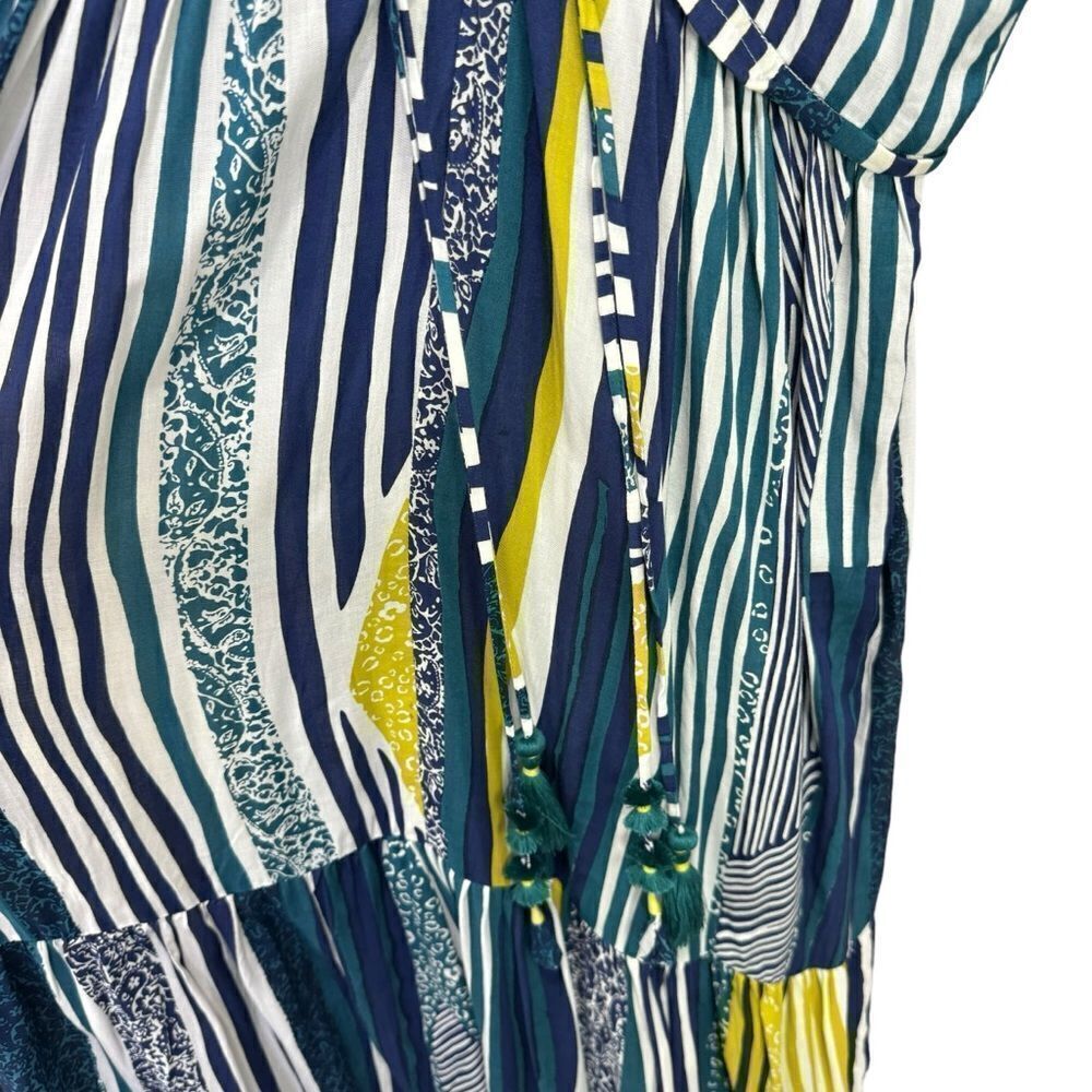 NEW Poupette St Barth Striped Tiered Mya Maxi Dress Aqua Solis Large - Picture 8 of 12
